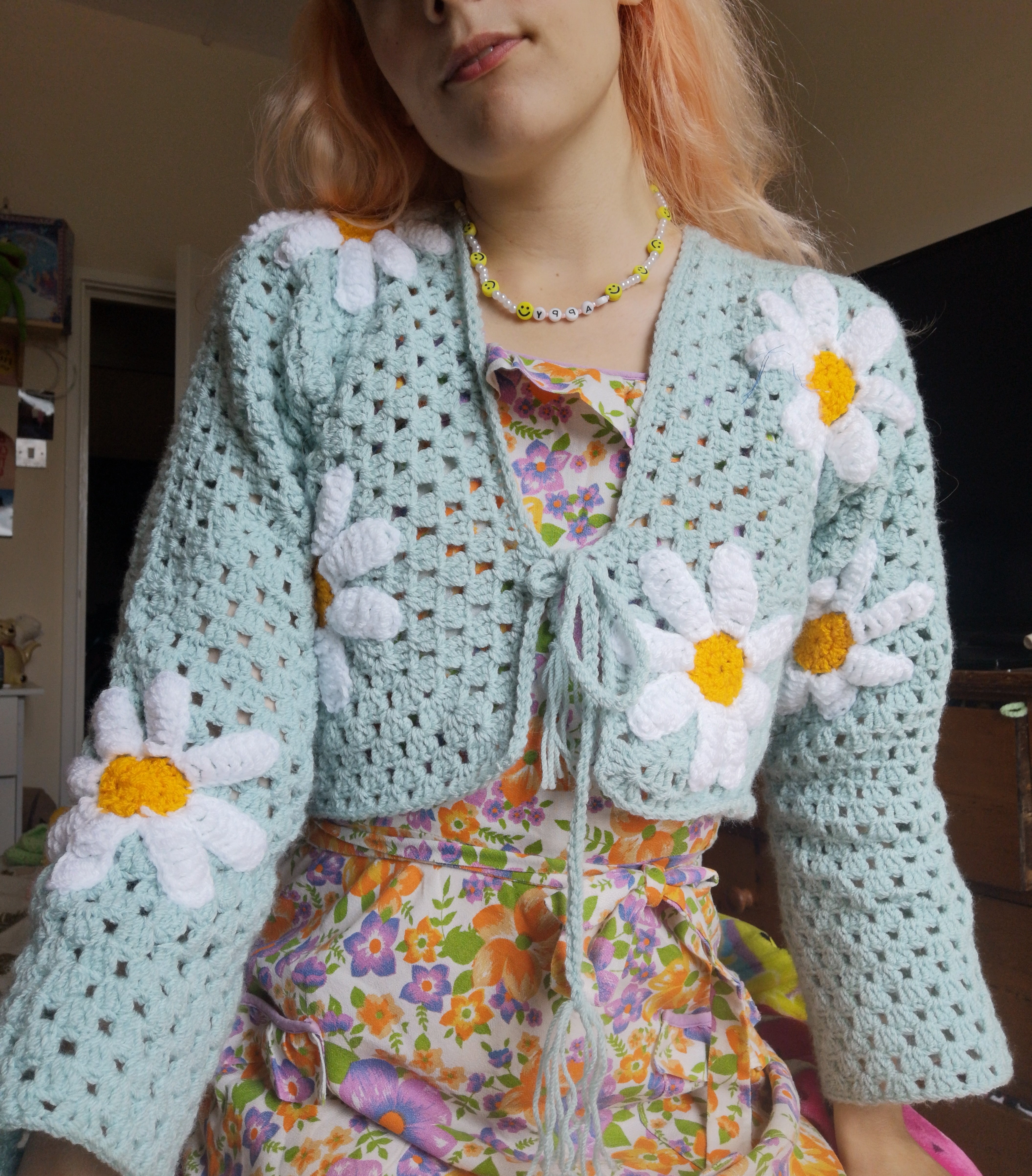 crochet daisy cardigan
